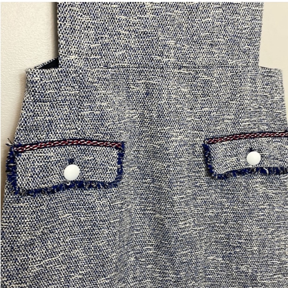 Zara Blue Tweed Pinafore Dress Size Small - Picture 5 of 6